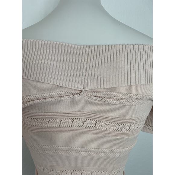 Sandro Paris Top Women Sz 1/S Shirt Ophelia Criss Cross Eyelet Stretch Knit Pink - Picture 8 of 13